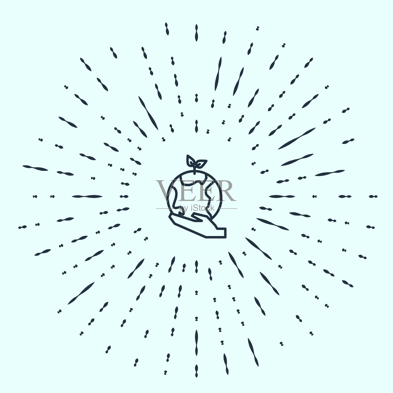 黑线人类手握地球地球仪图标插画图片素材