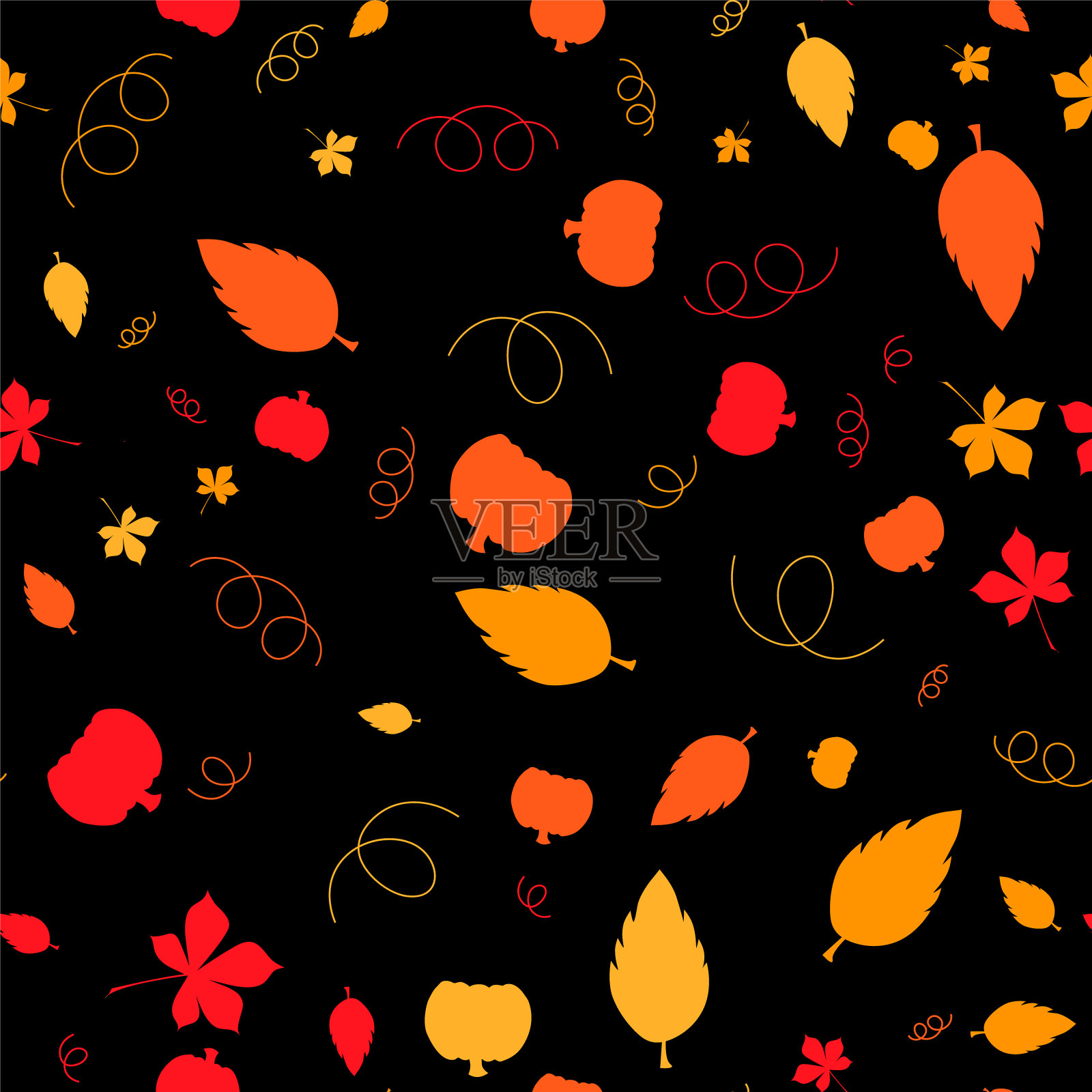 感恩节快乐无缝模式与节日对象。插画图片素材