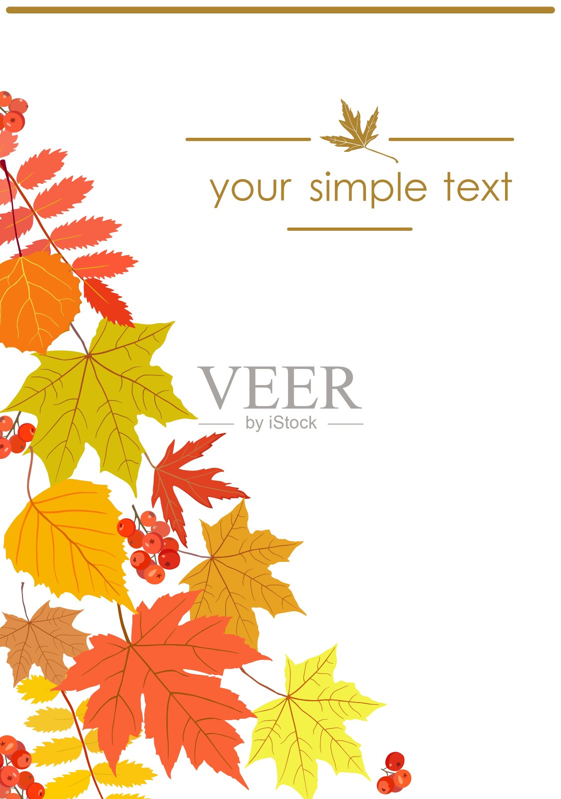 旗帜设计与秋天的叶子。矢量图插画图片素材