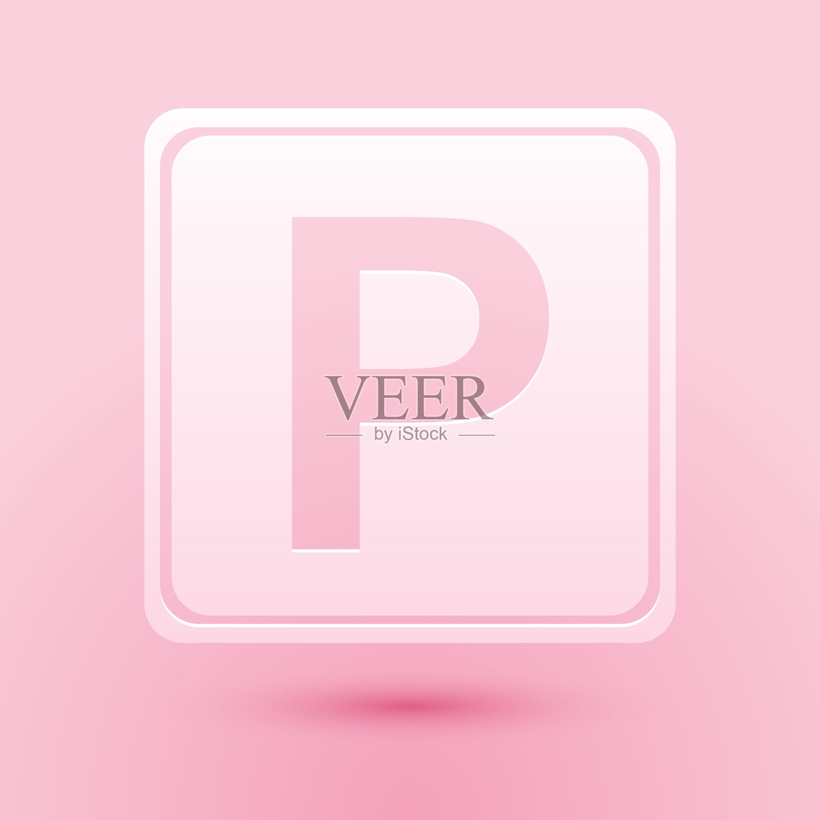 剪纸停车标志图标孤立在粉红色的背景。街头路标。纸艺术风格。向量图标素材