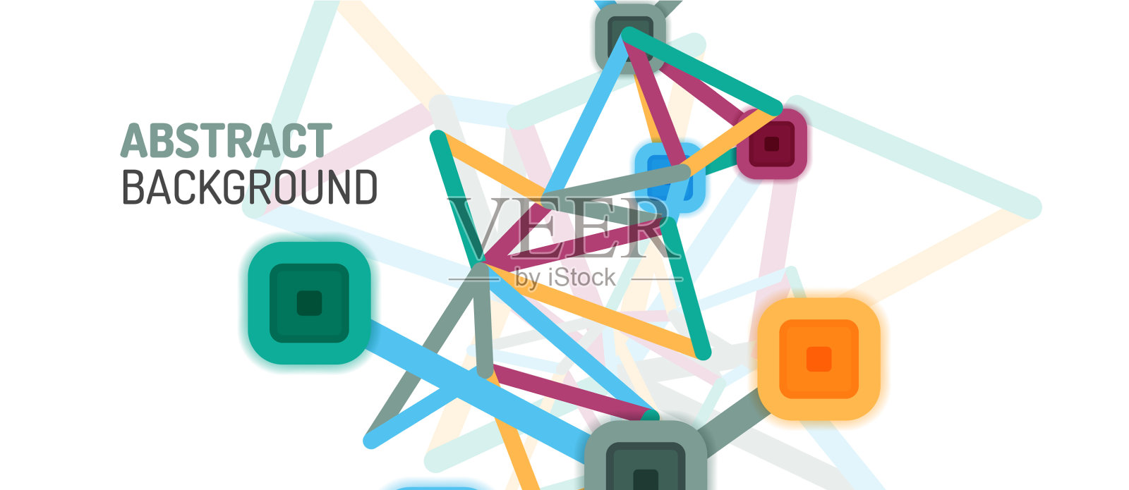 抽象的正方形网点连接方式插画图片素材