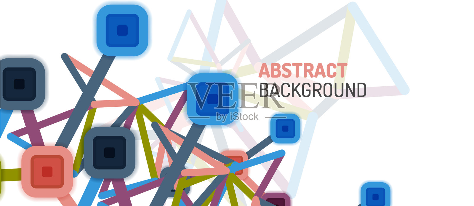 抽象的正方形网点连接方式插画图片素材