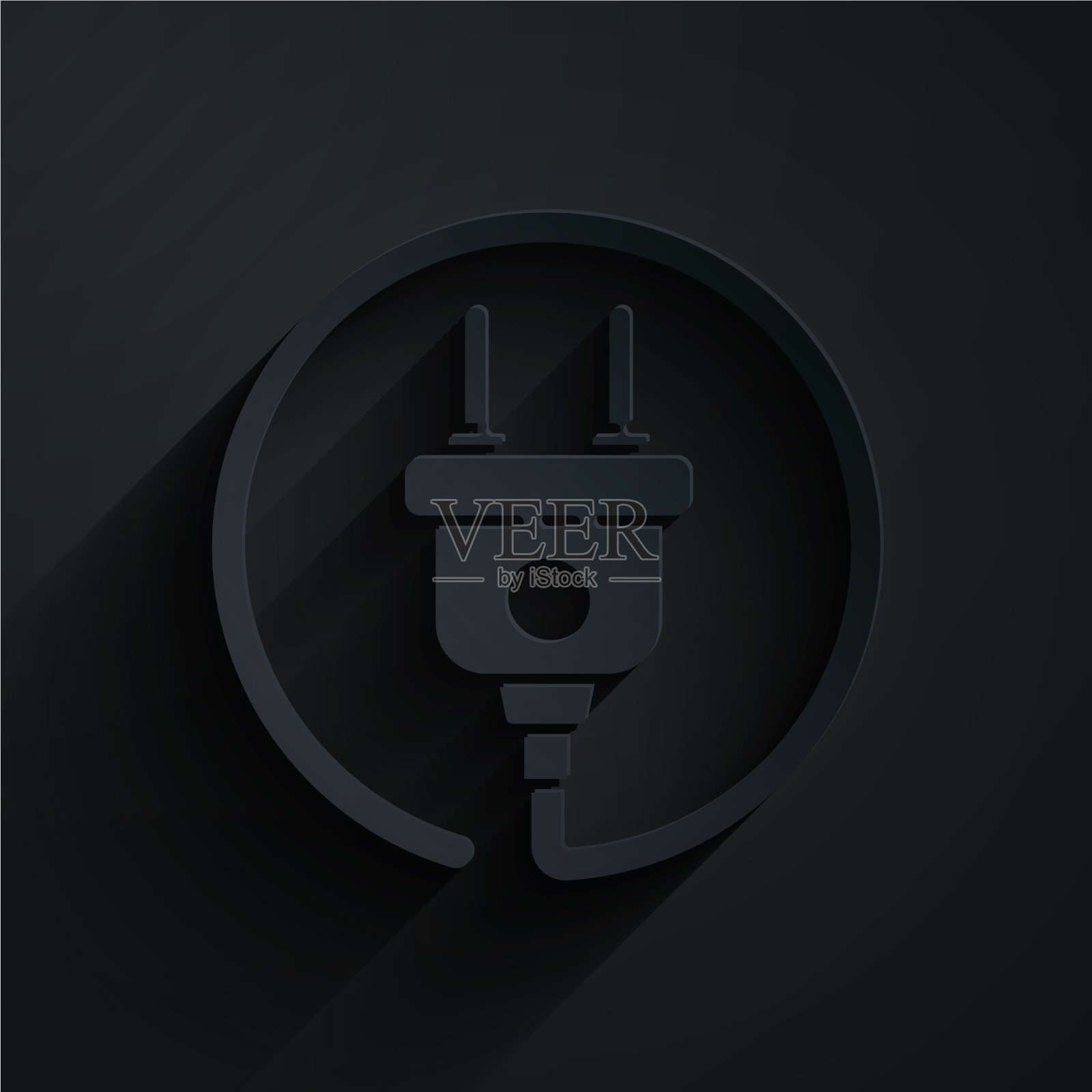 剪纸电插头图标隔离黑色图标素材