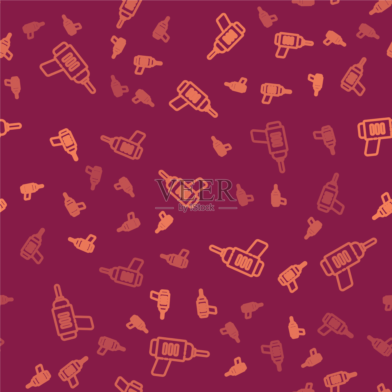 棕线电钻机图标隔离插画图片素材