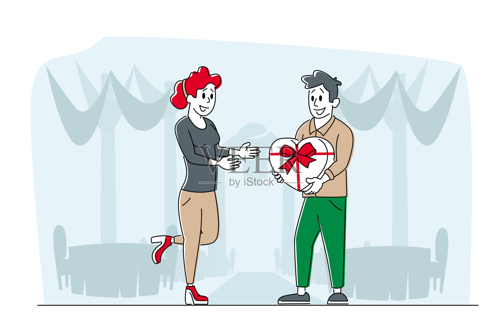 男朋友送礼物给女朋友开心设计元素图片