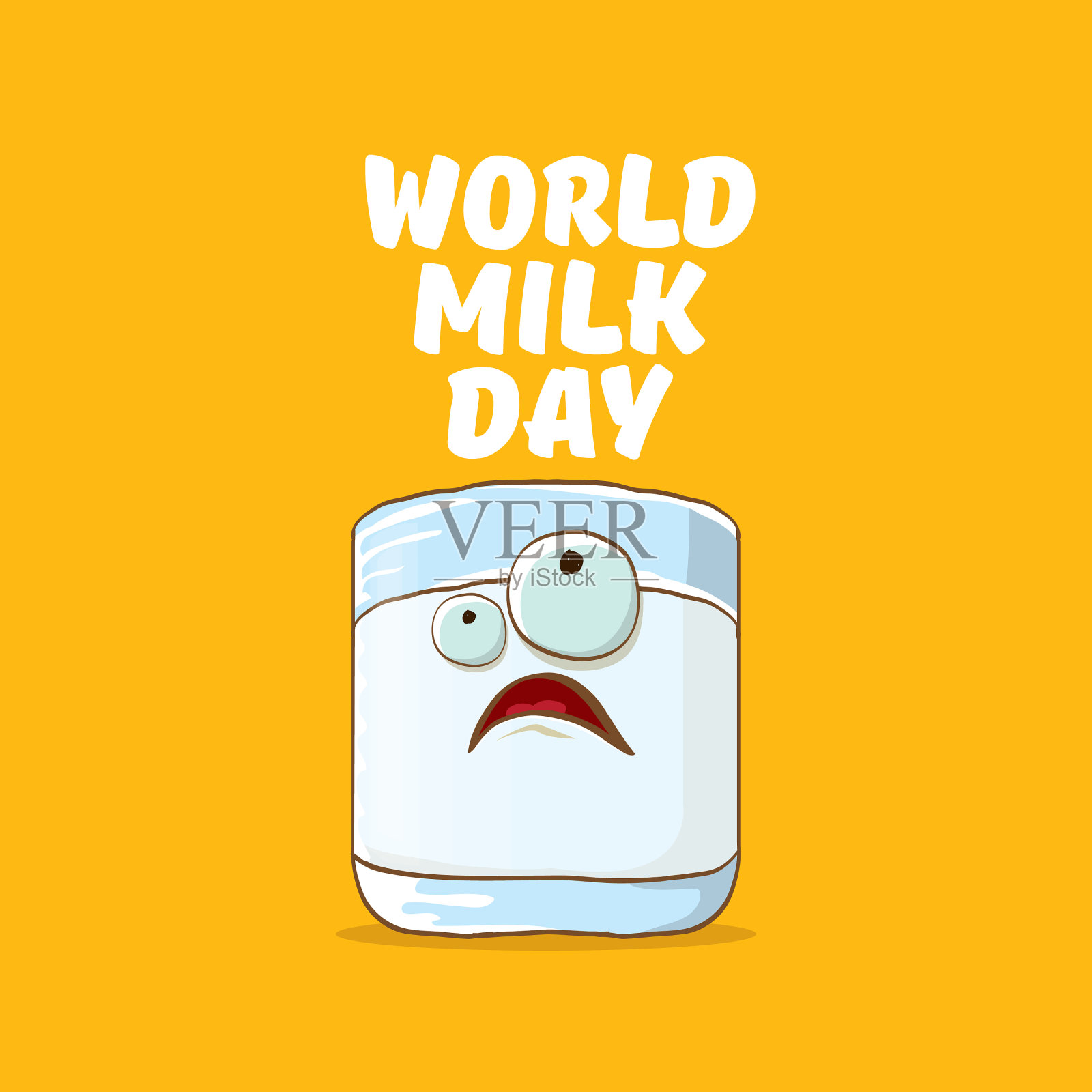世界牛奶日的问候横幅与有趣的卡通插画图片素材