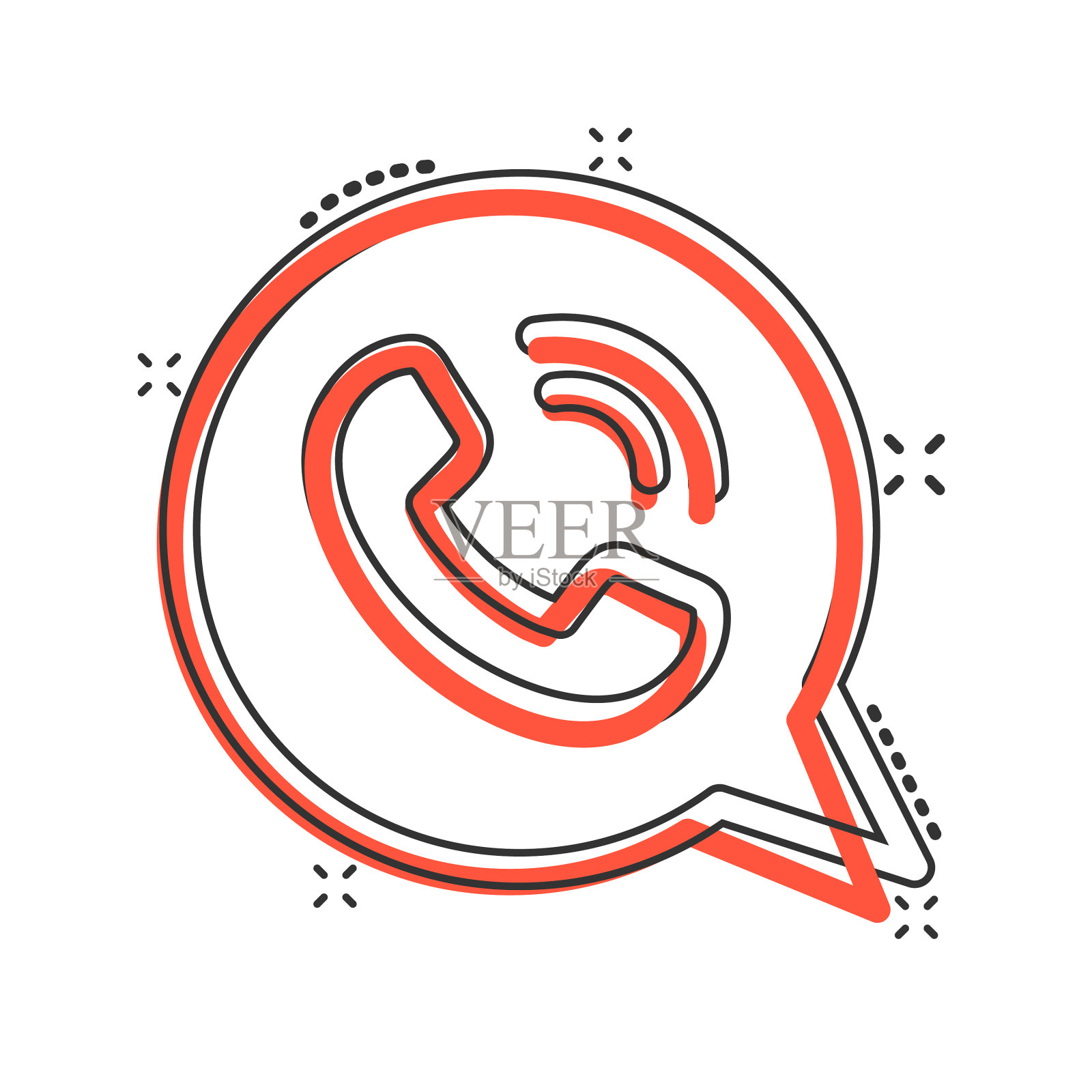 手机图标在漫画风格的电话交谈设计元素图片