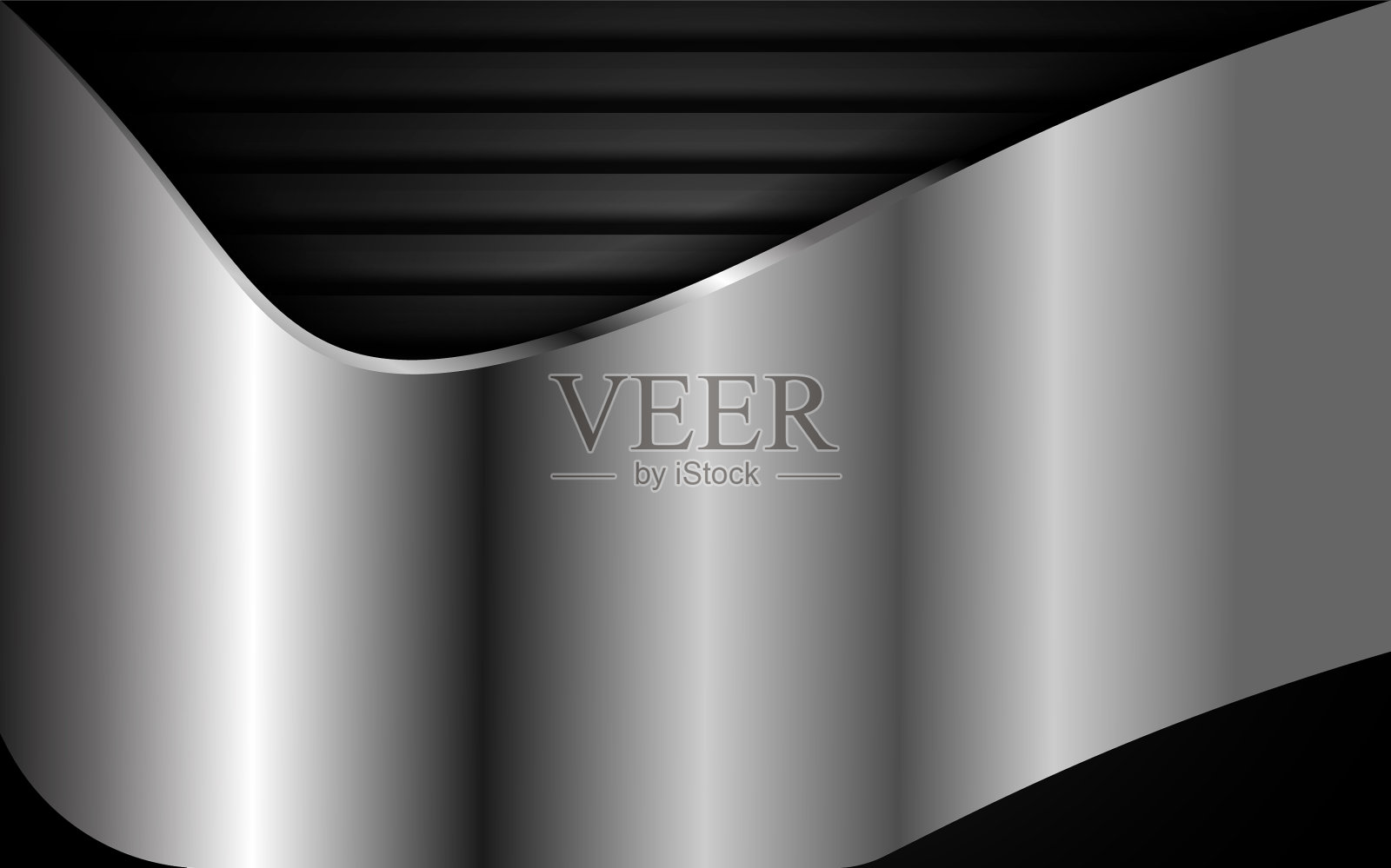 现代3d深色背景与抽象金属插画图片素材