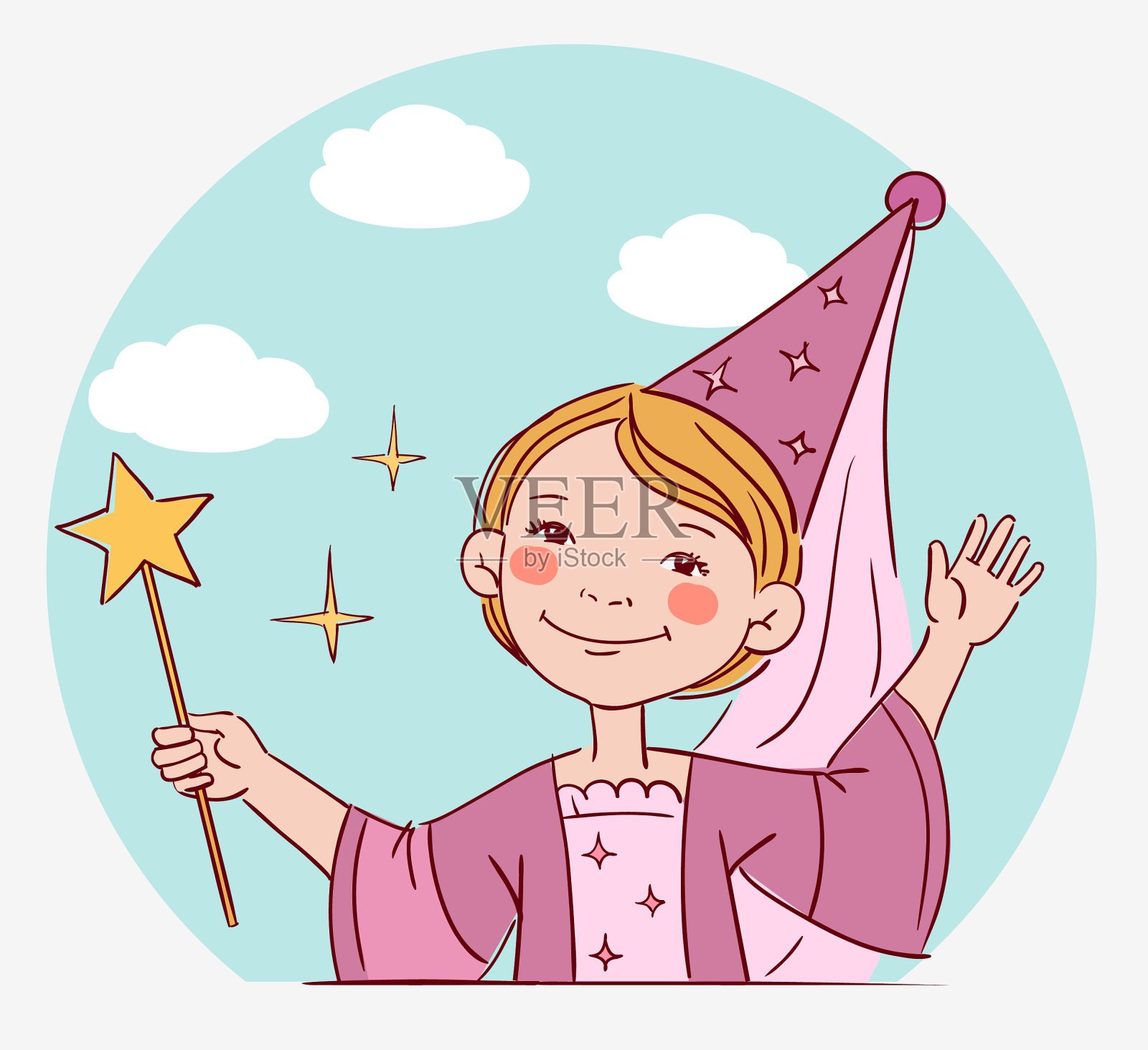 穿着狂欢节服装的可爱小孩。矢量图插画图片素材