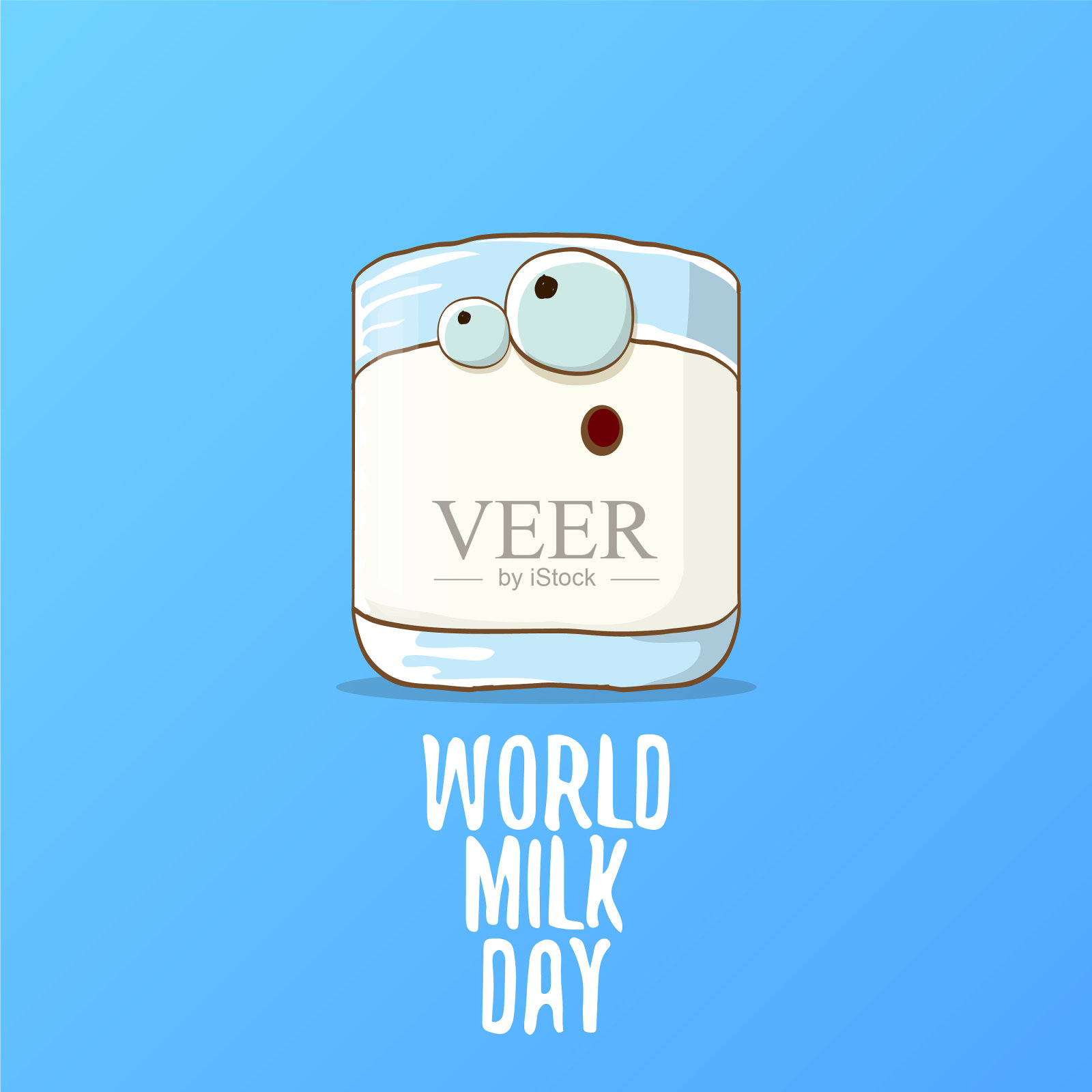 世界牛奶日的问候横幅与有趣的卡通插画图片素材