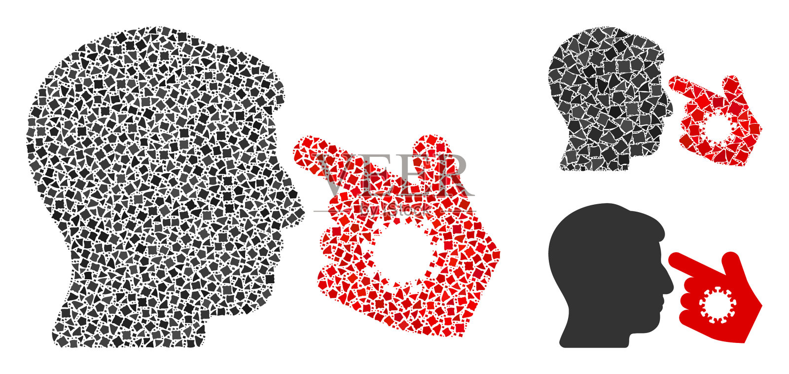 突然手感染图标拼贴插画图片素材