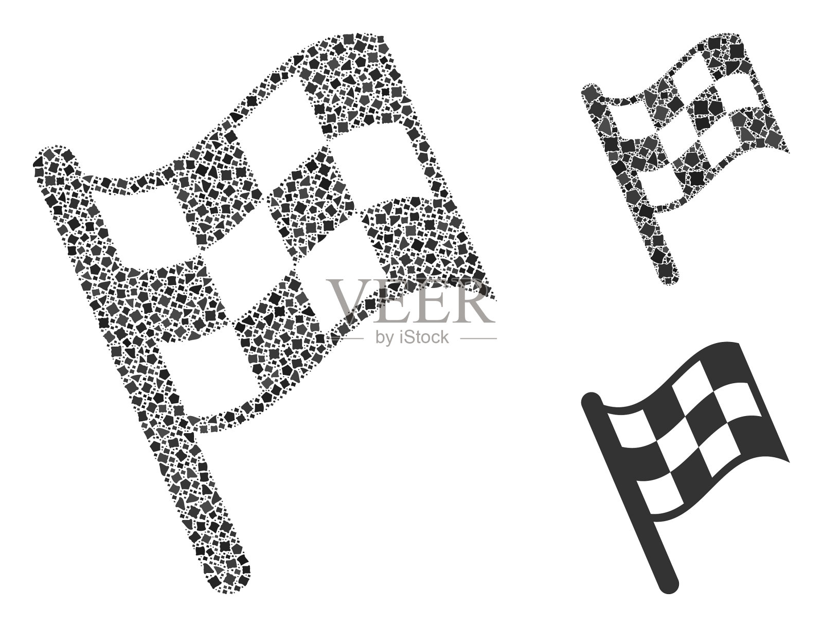 颤抖完成旗帜图标马赛克插画图片素材