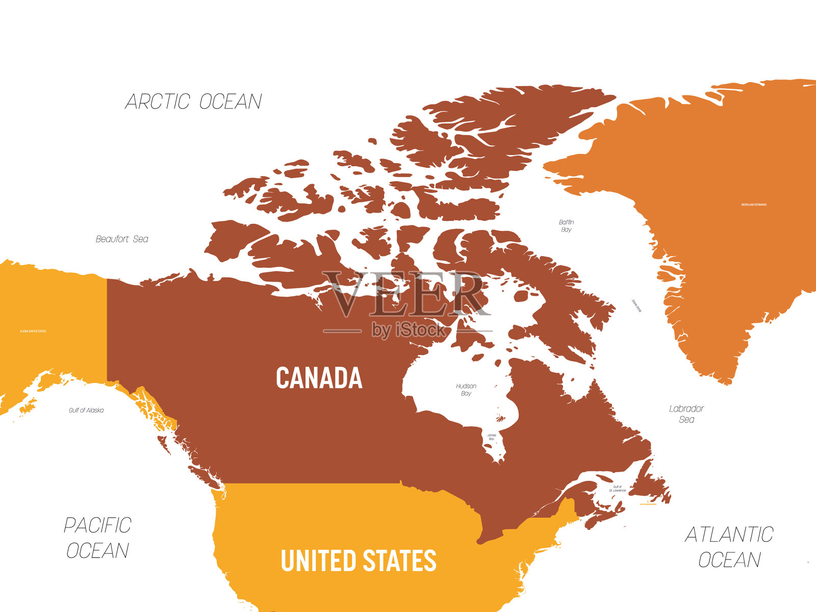 加拿大地图-棕色橙色色调上的黑色插画图片素材