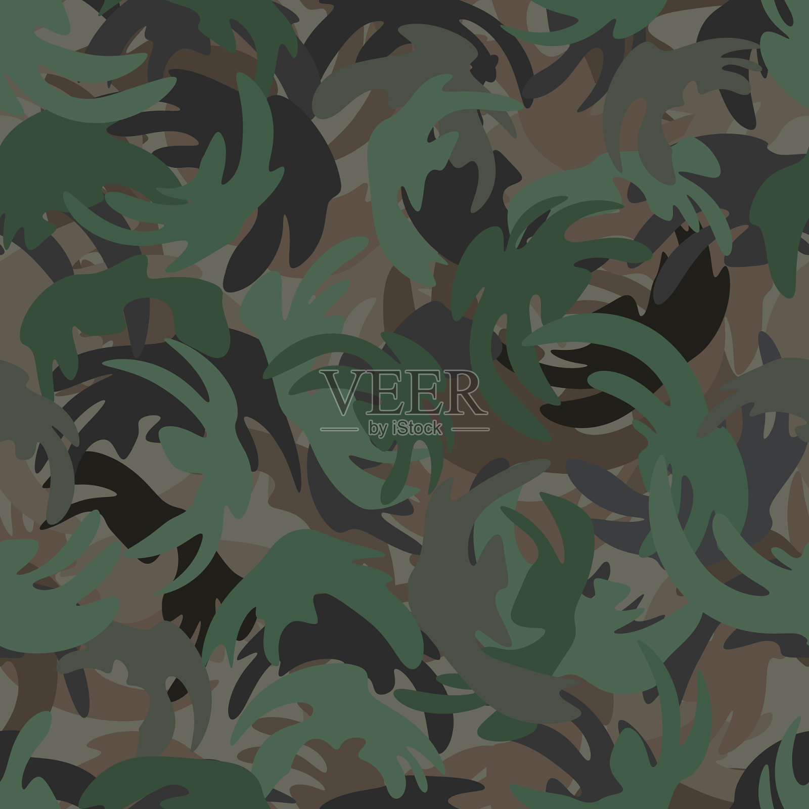 丛林风格迷彩无缝图案形状插画图片素材