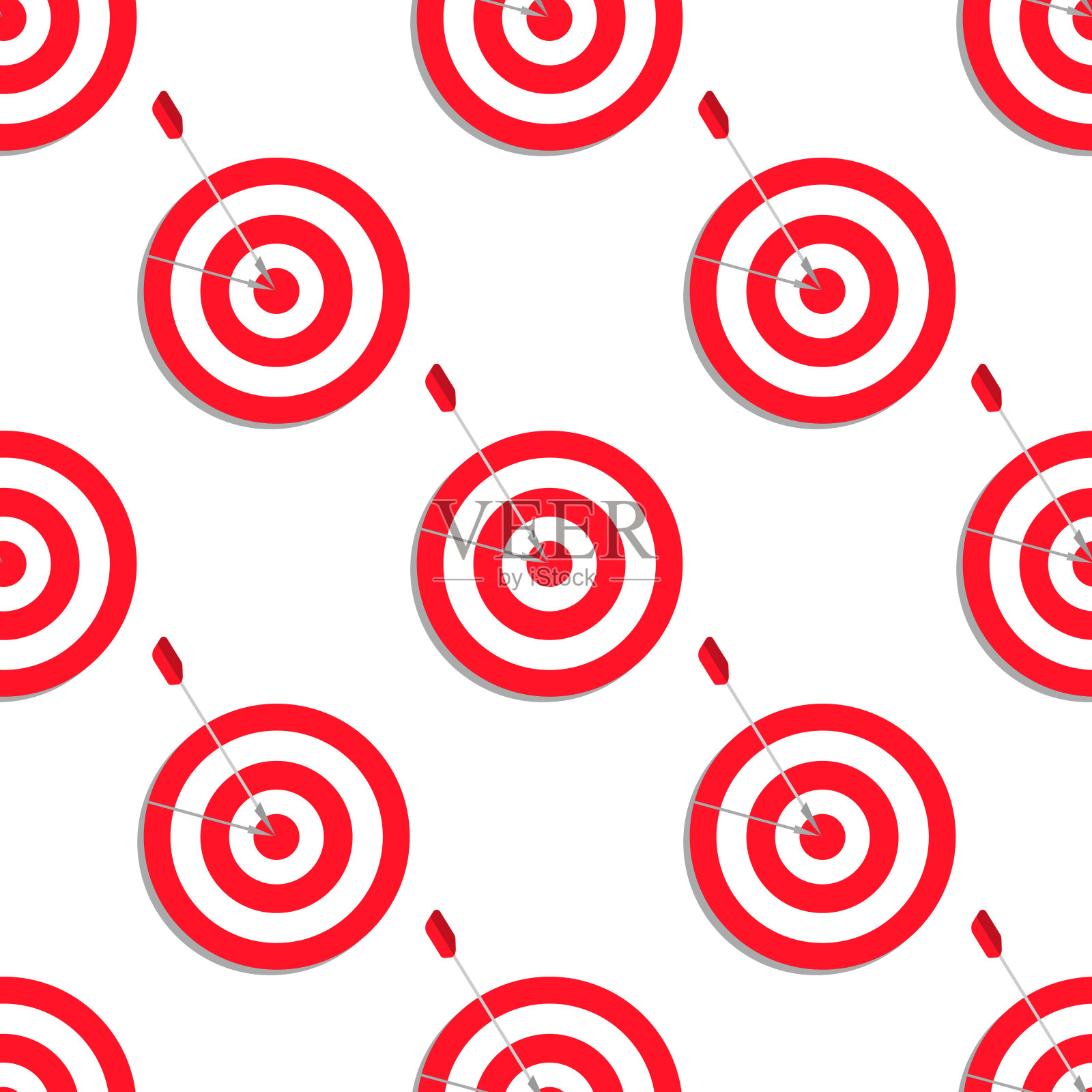 目标目标矢量图标在平面风格。飞镖游戏插图在白色孤立的背景。圆靶运动目标无缝图案概念。每股收益插画图片素材