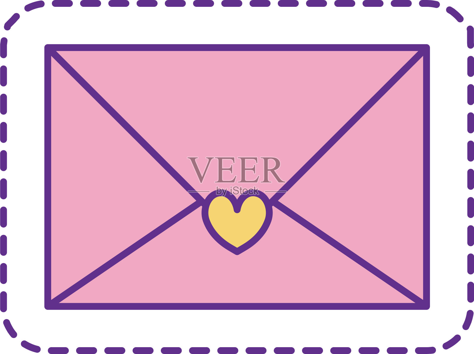 可爱的爱卡片修补线和填充风格图标设计元素图片