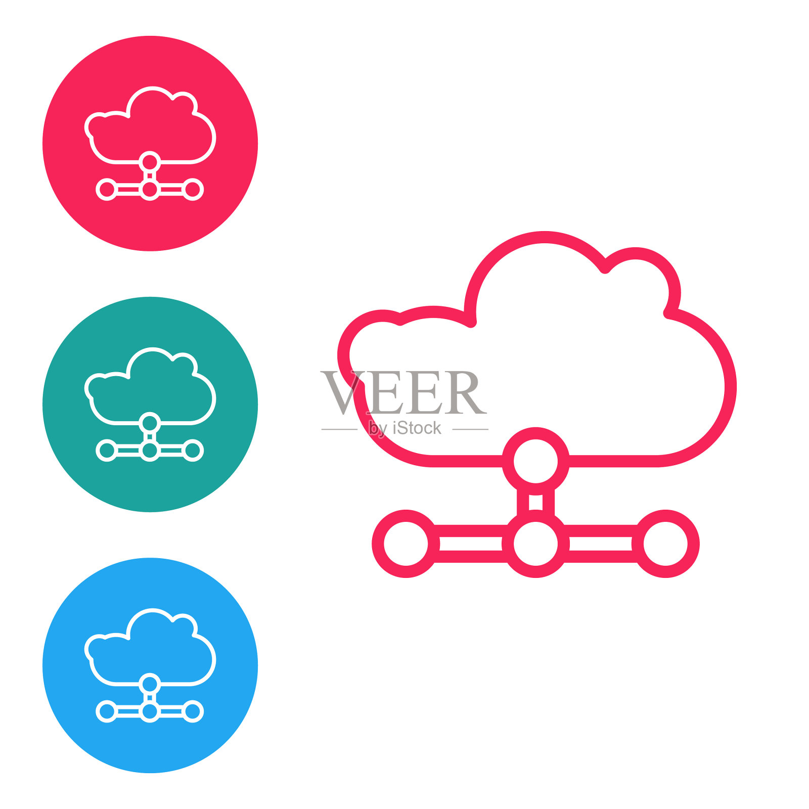 红色线网络云连接图标隔离上图标素材