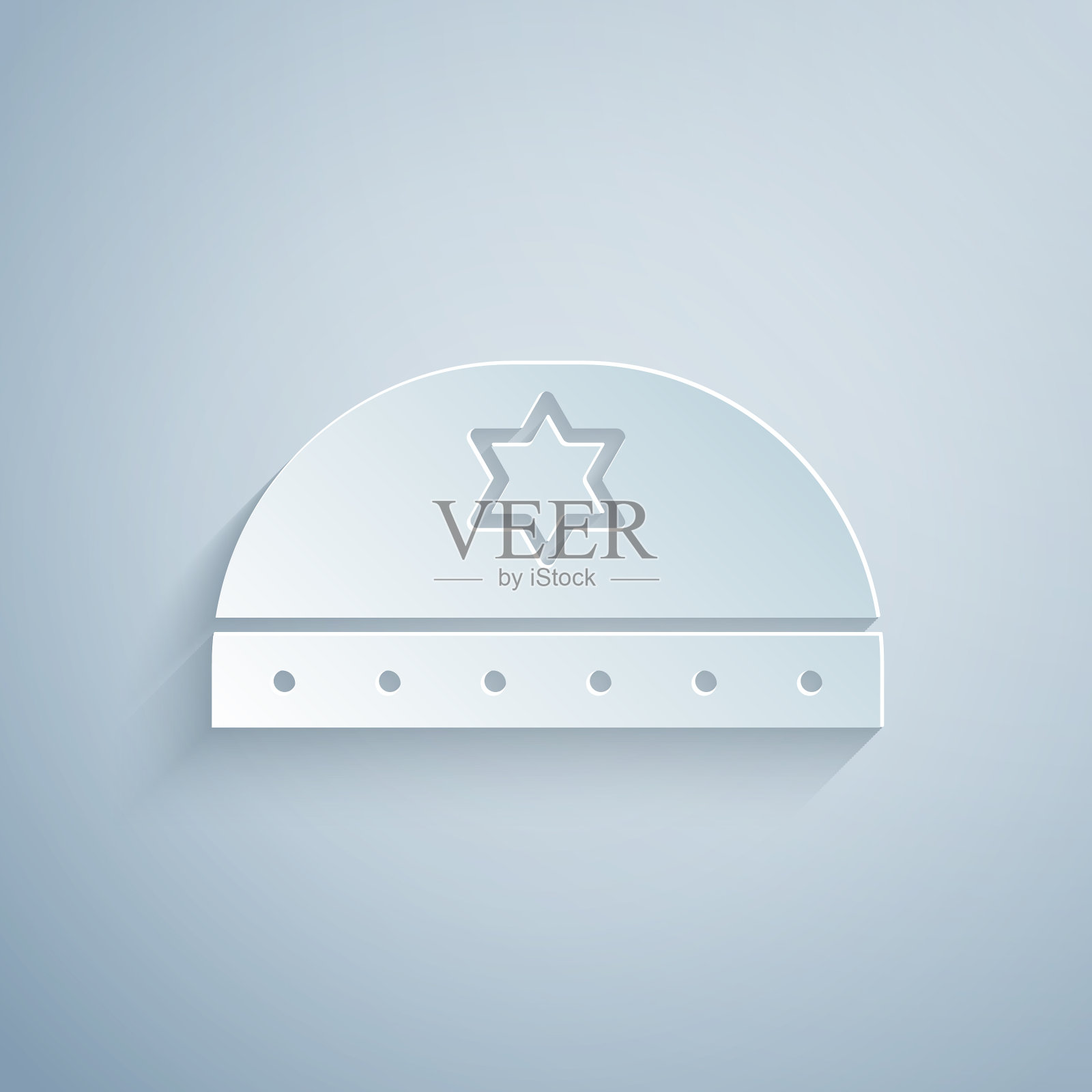 剪纸犹太kippah与明星大卫图标插画图片素材