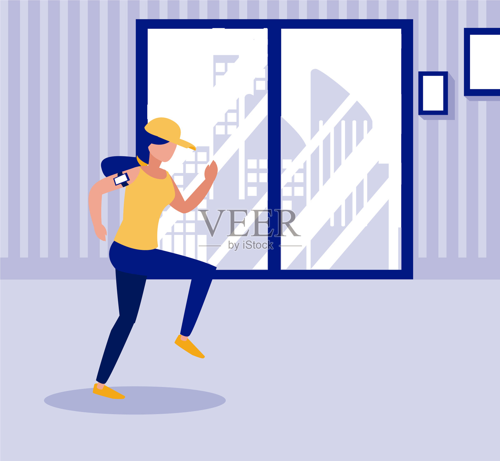 女人在家做运动插画图片素材