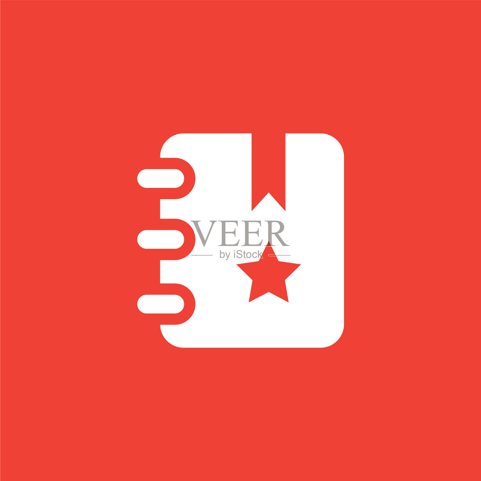 书签图标上的红色背景红色扁平风格插画图片素材