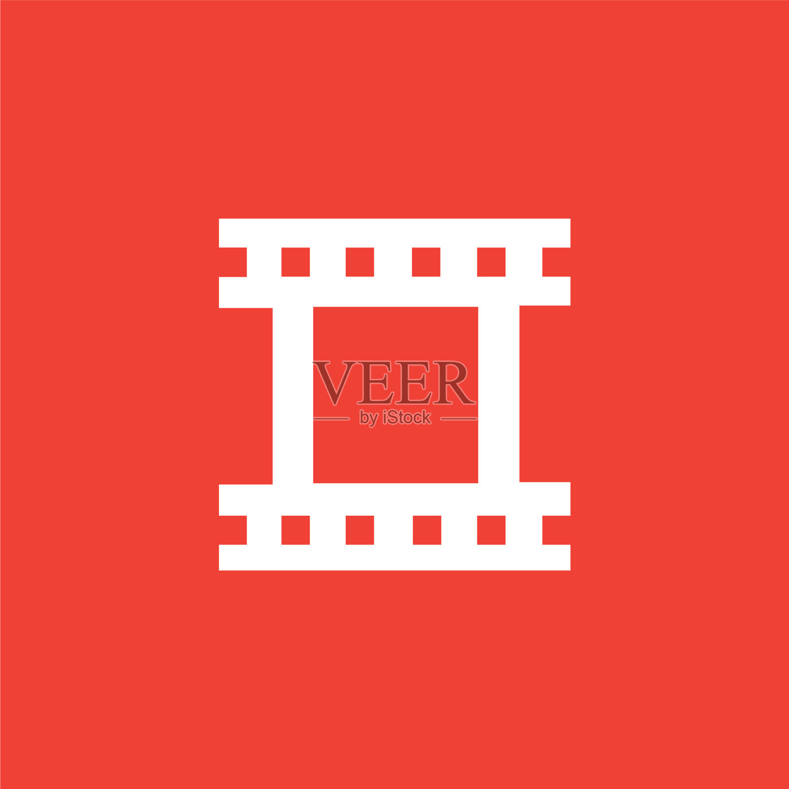 胶片条纹图标上的红色背景红色扁平风格图标素材