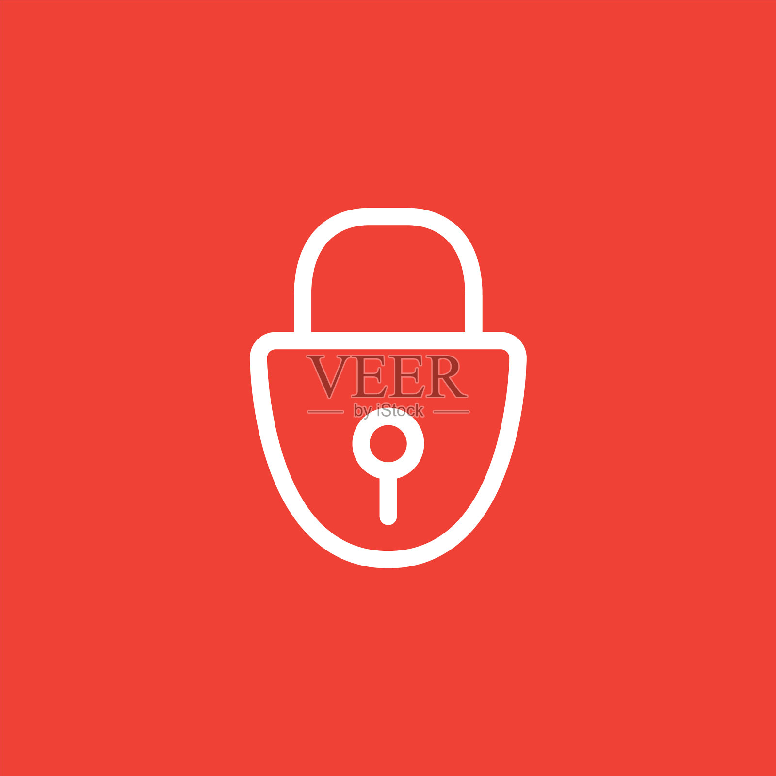 锁定线图标上的红色背景红色扁平风格插画图片素材