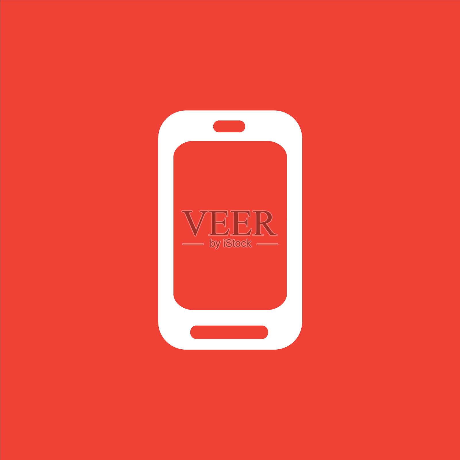 智能手机图标上的红色背景红色平风格图标素材