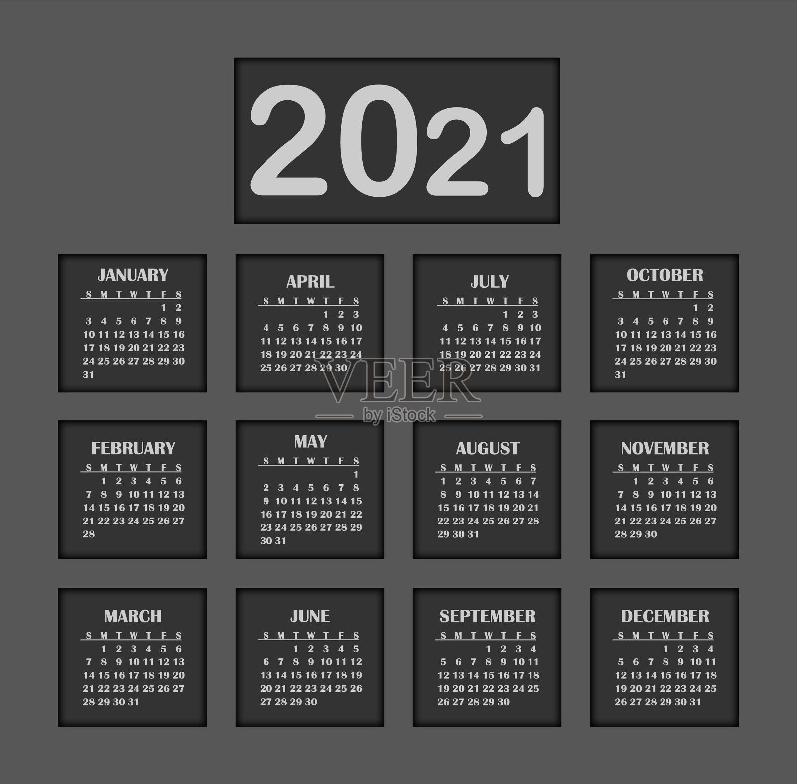 2021年日历月插画图片素材