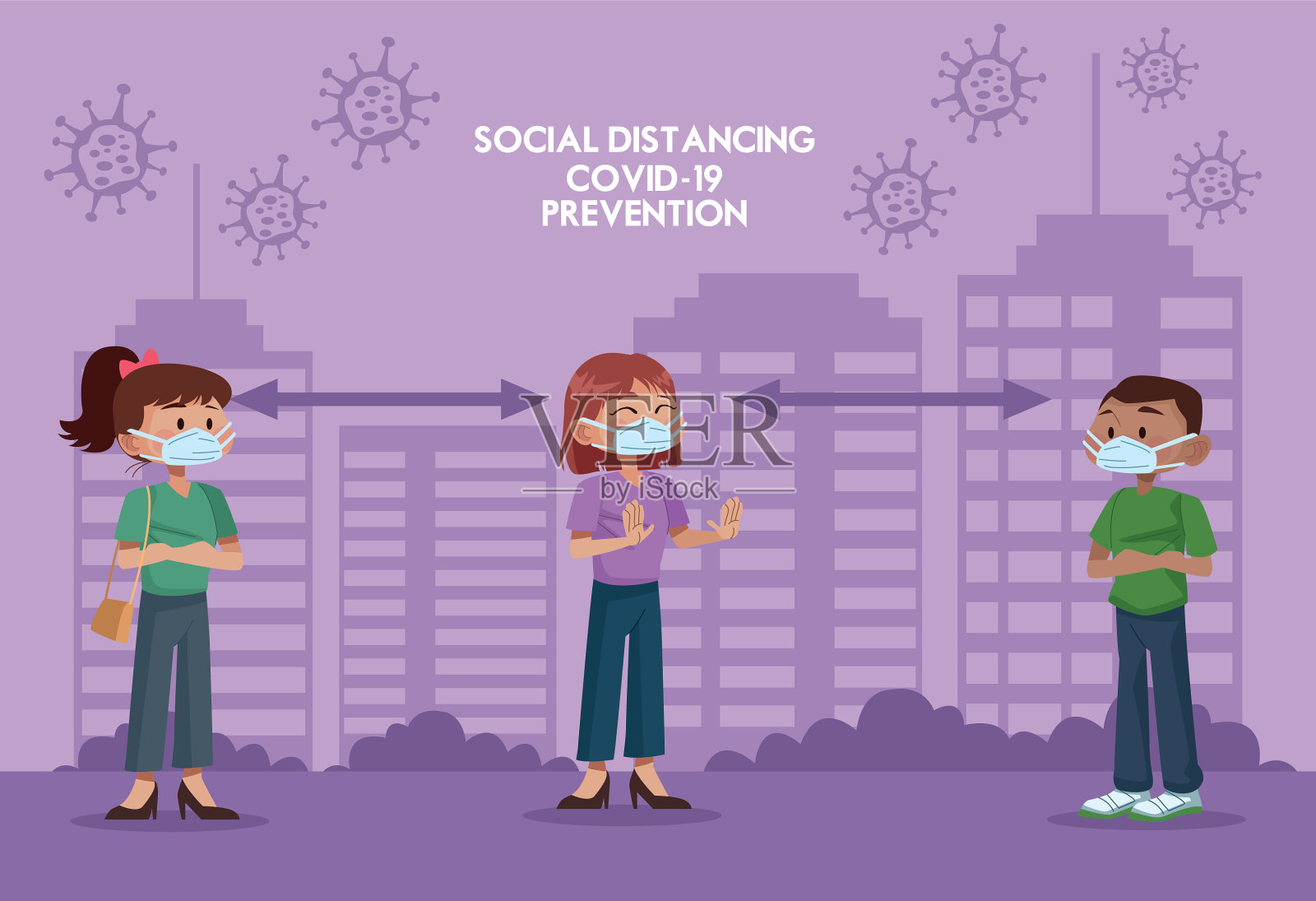 人们戴着面具社交插画图片素材