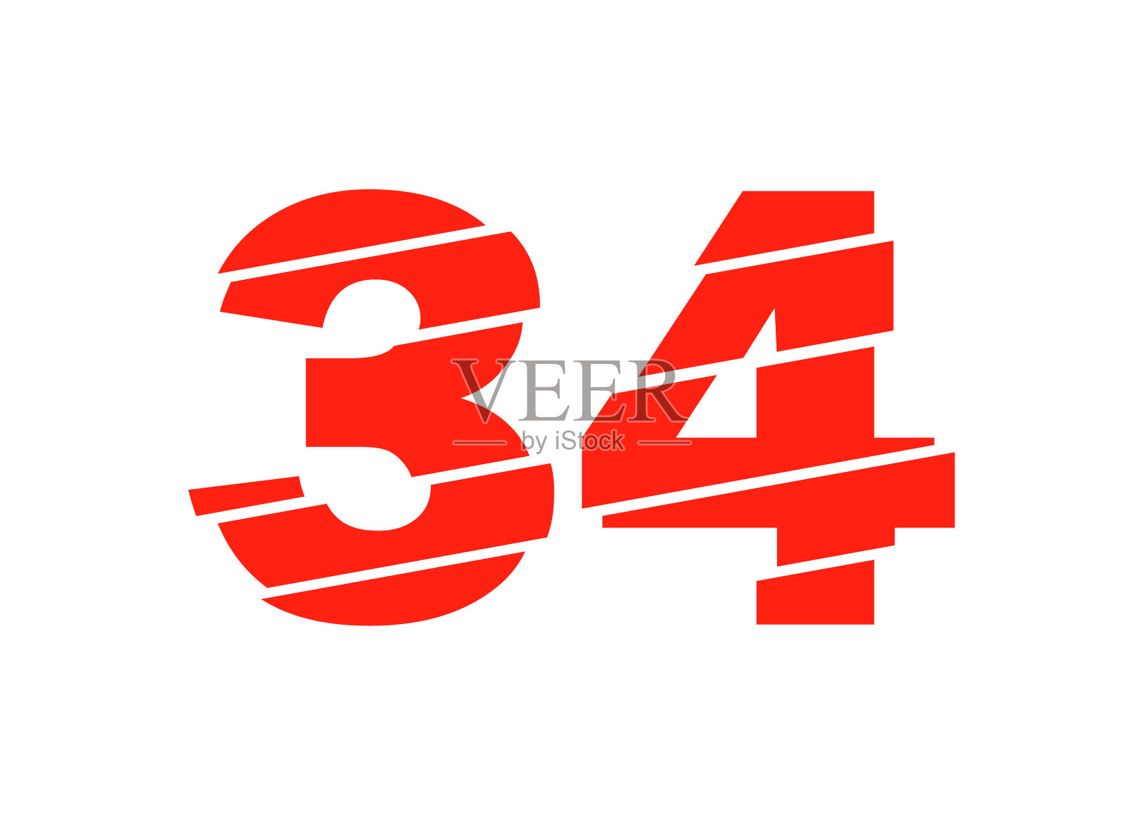 现代红色34号数字设计数字新潮的平底插画图片素材