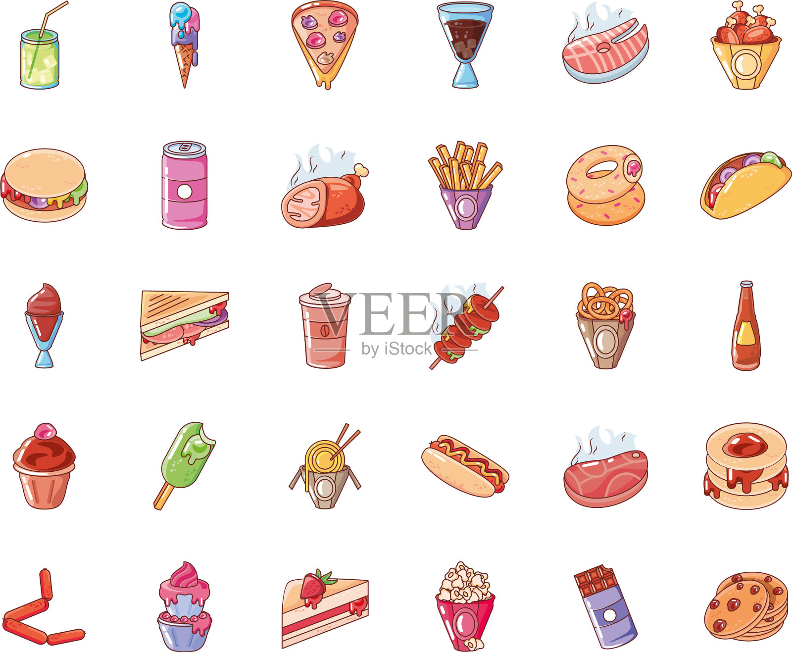 设置图标食物在白色背景图标素材