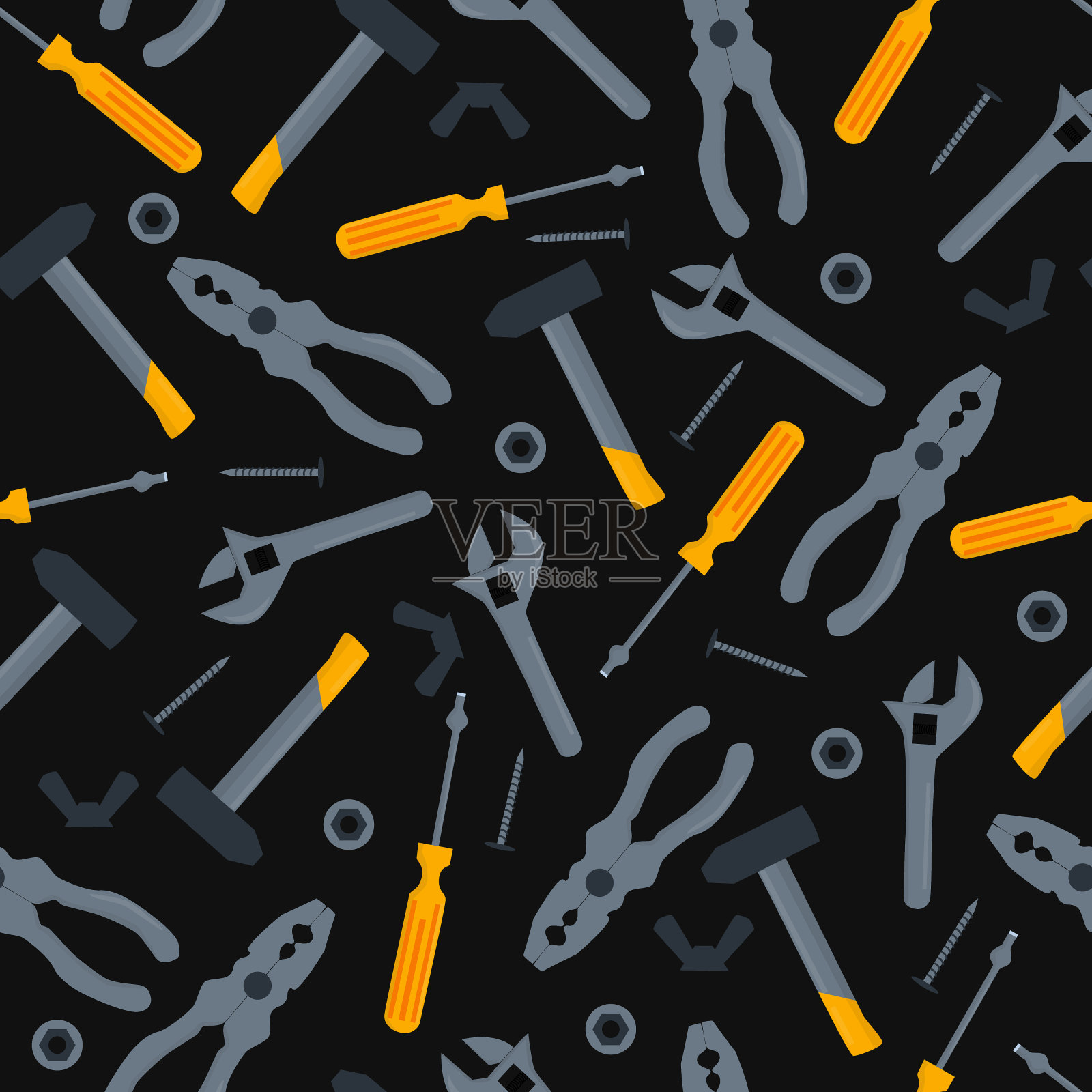 无缝模式与不同的工作工具。修理、改造的概念插画图片素材