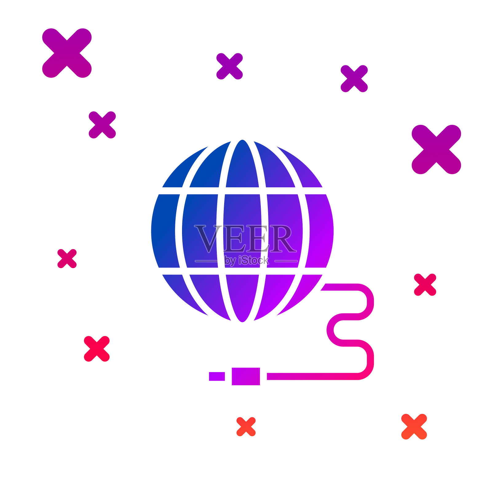 为全球技术或社交网络图标着色插画图片素材