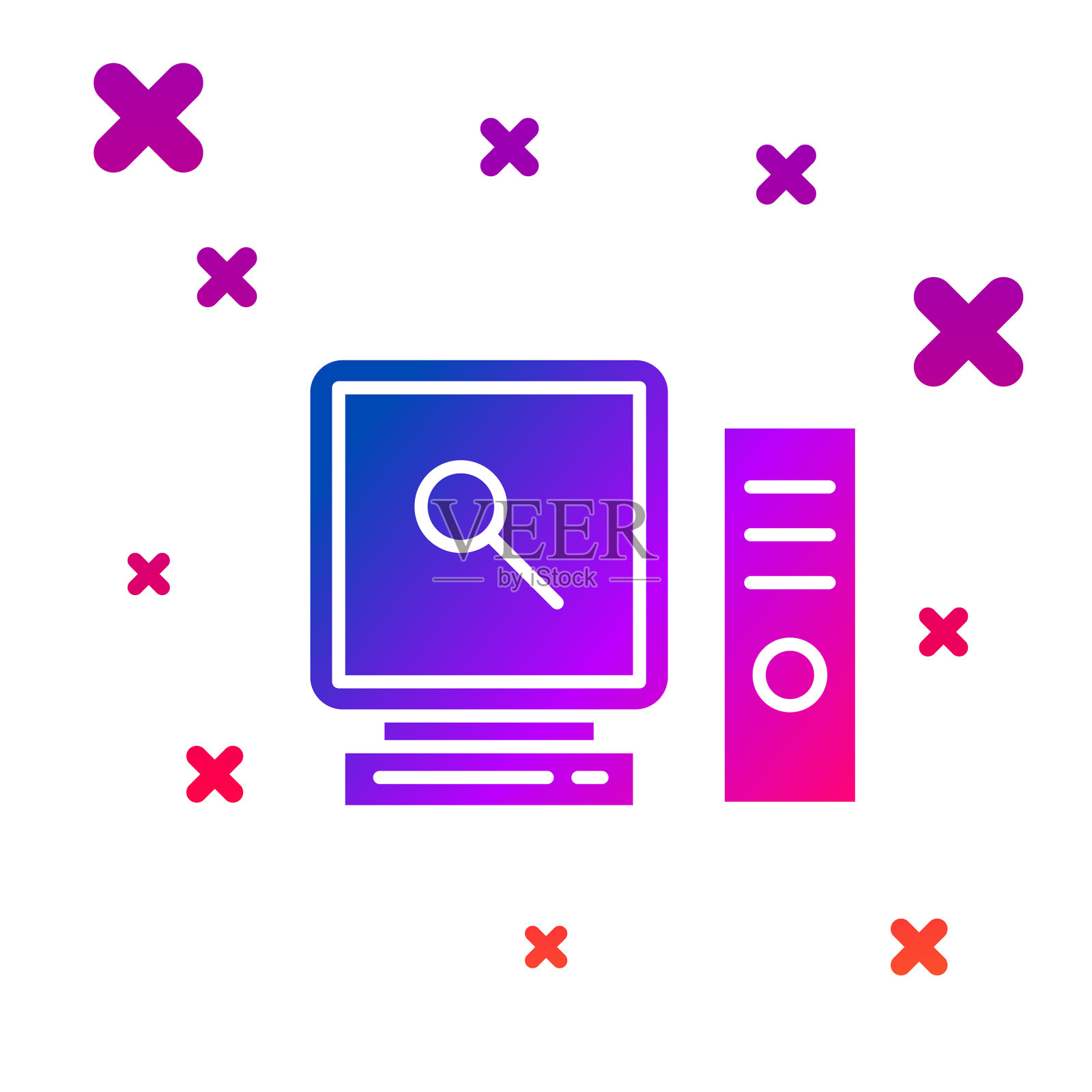 颜色搜索在计算机屏幕上隔离图标上插画图片素材