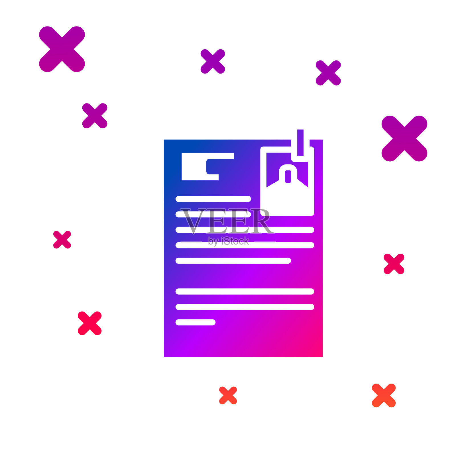 彩色诉讼纸上的图标孤立在白色上插画图片素材