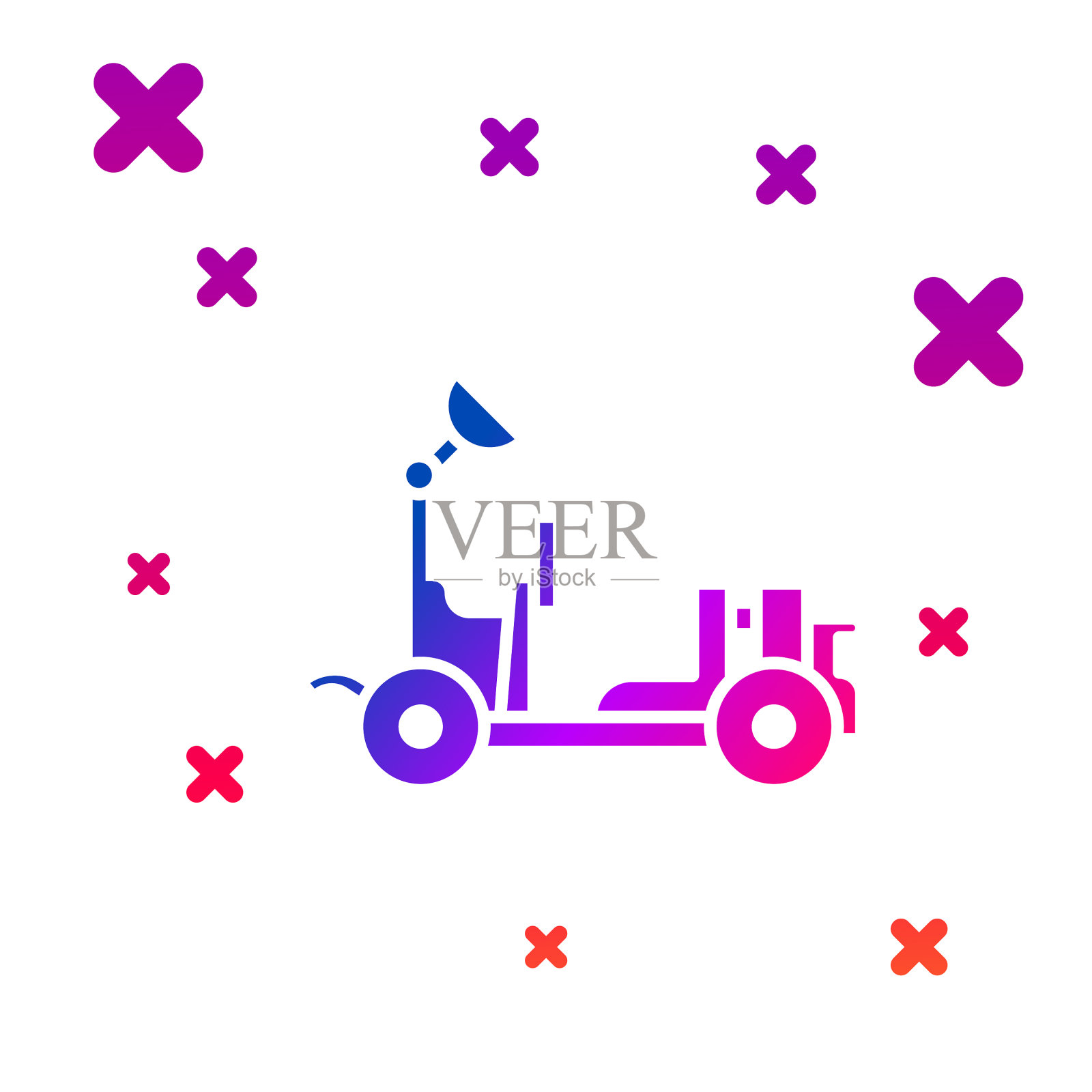 彩色火星漫游者图标孤立在白色背景插画图片素材