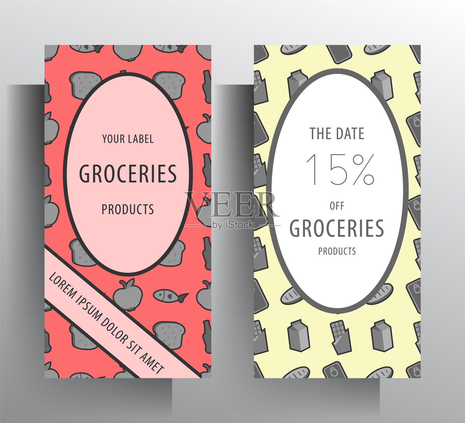 设计横幅折扣杂货模板集插画图片素材