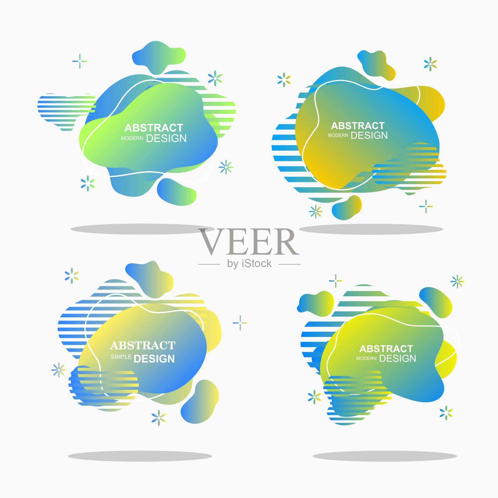 一套语音气泡标签推广与梯度颜色插画图片素材