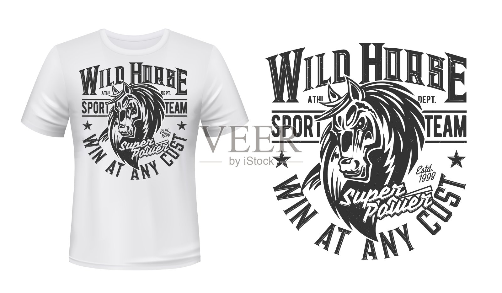 马野马吉祥物t恤打印矢量种马插画图片素材