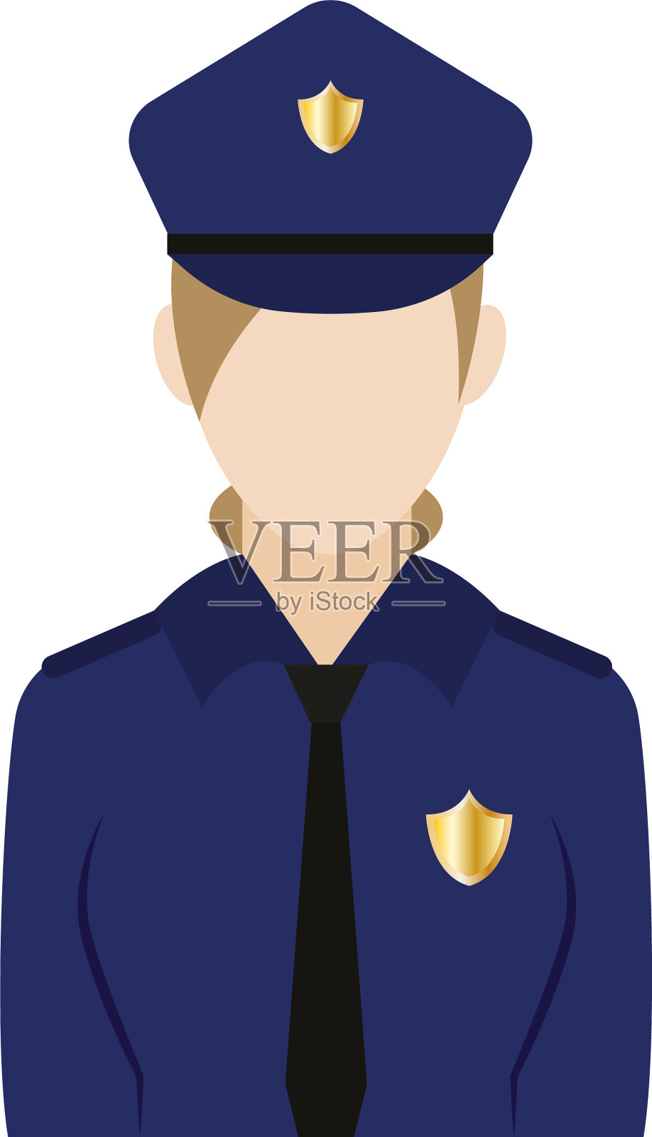 孤立的女警图标插画图片素材
