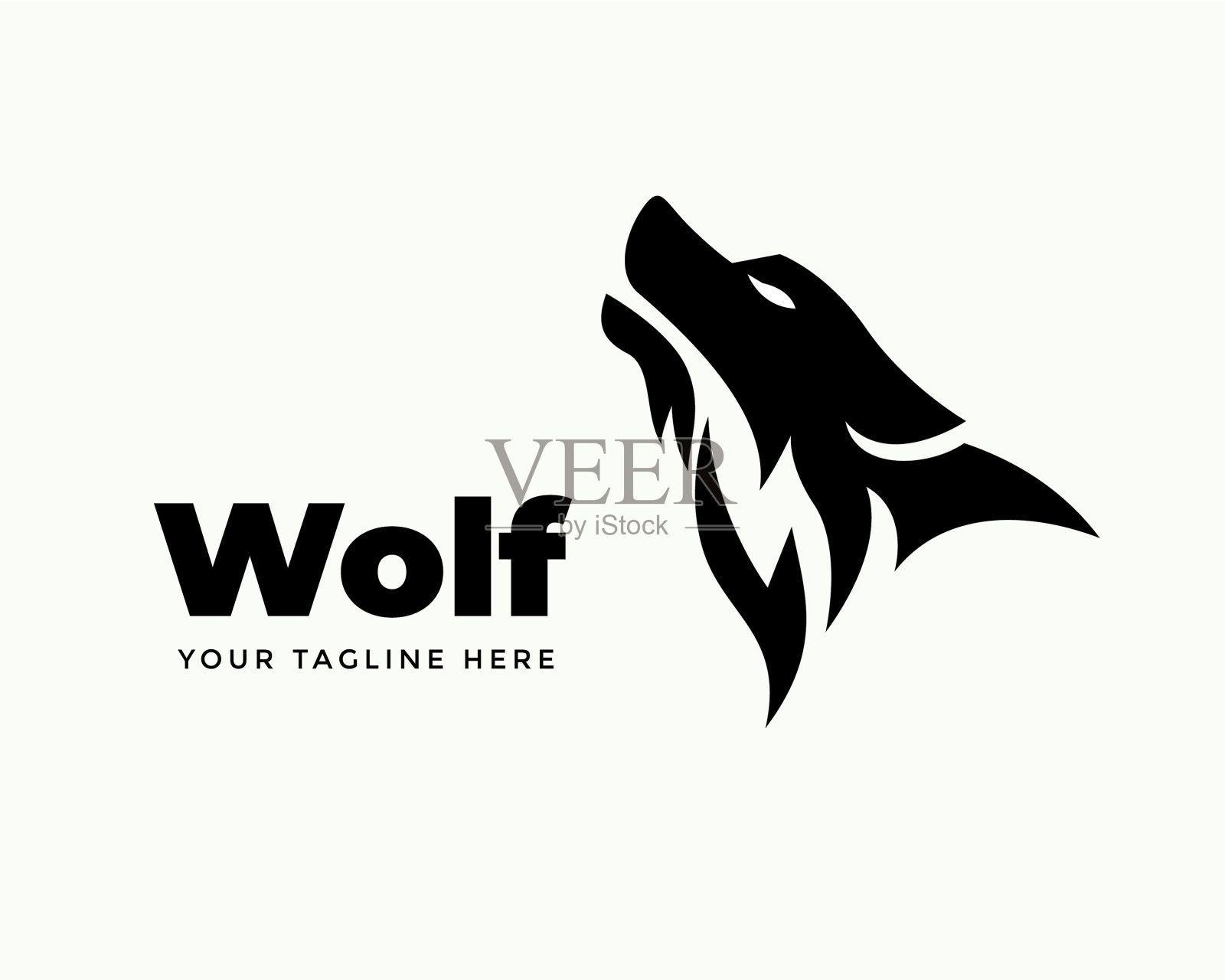 优雅抽象的黑头狼抬头标志插画图片素材