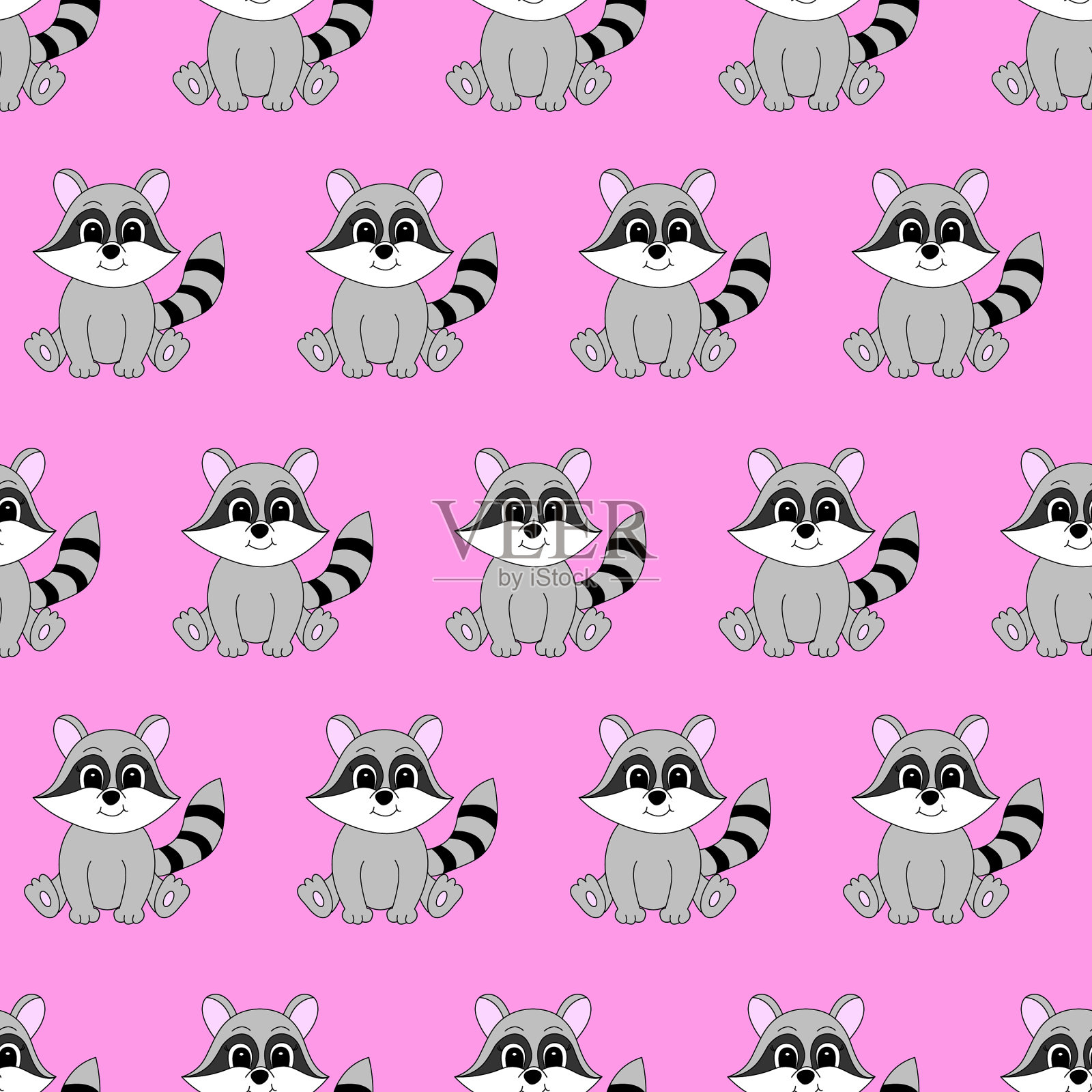 卡通可爱的浣熊插画图片素材