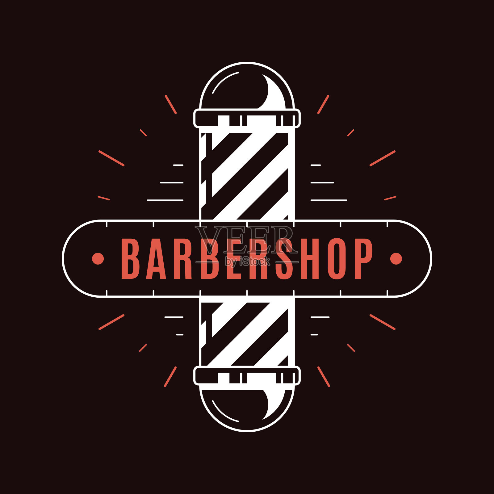 理发店简约极简的标志设计在黑暗的背景插画图片素材