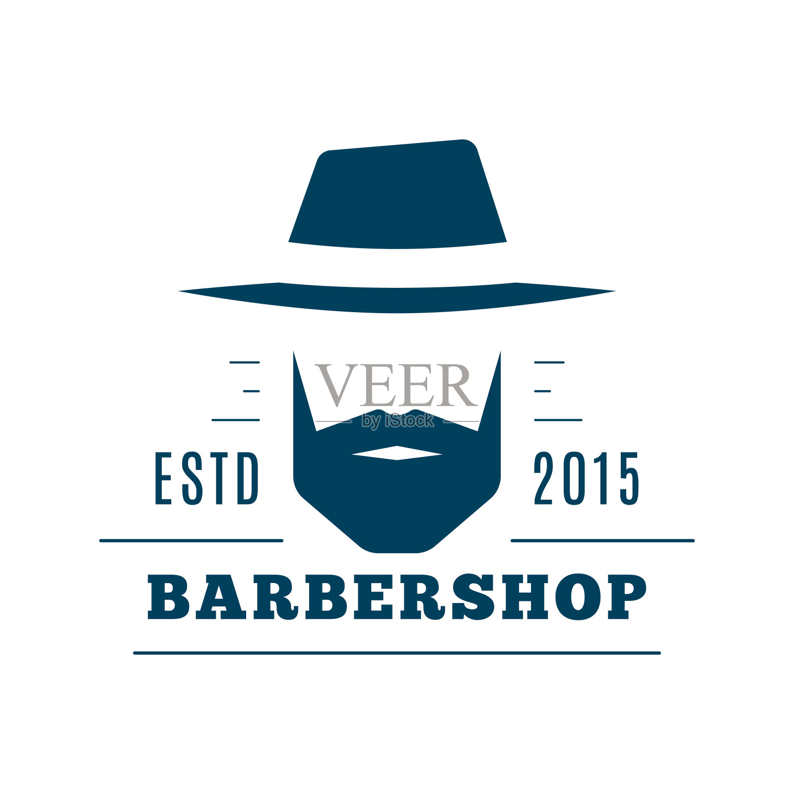 理发店简约极简的标志设计上的白色背景插画图片素材