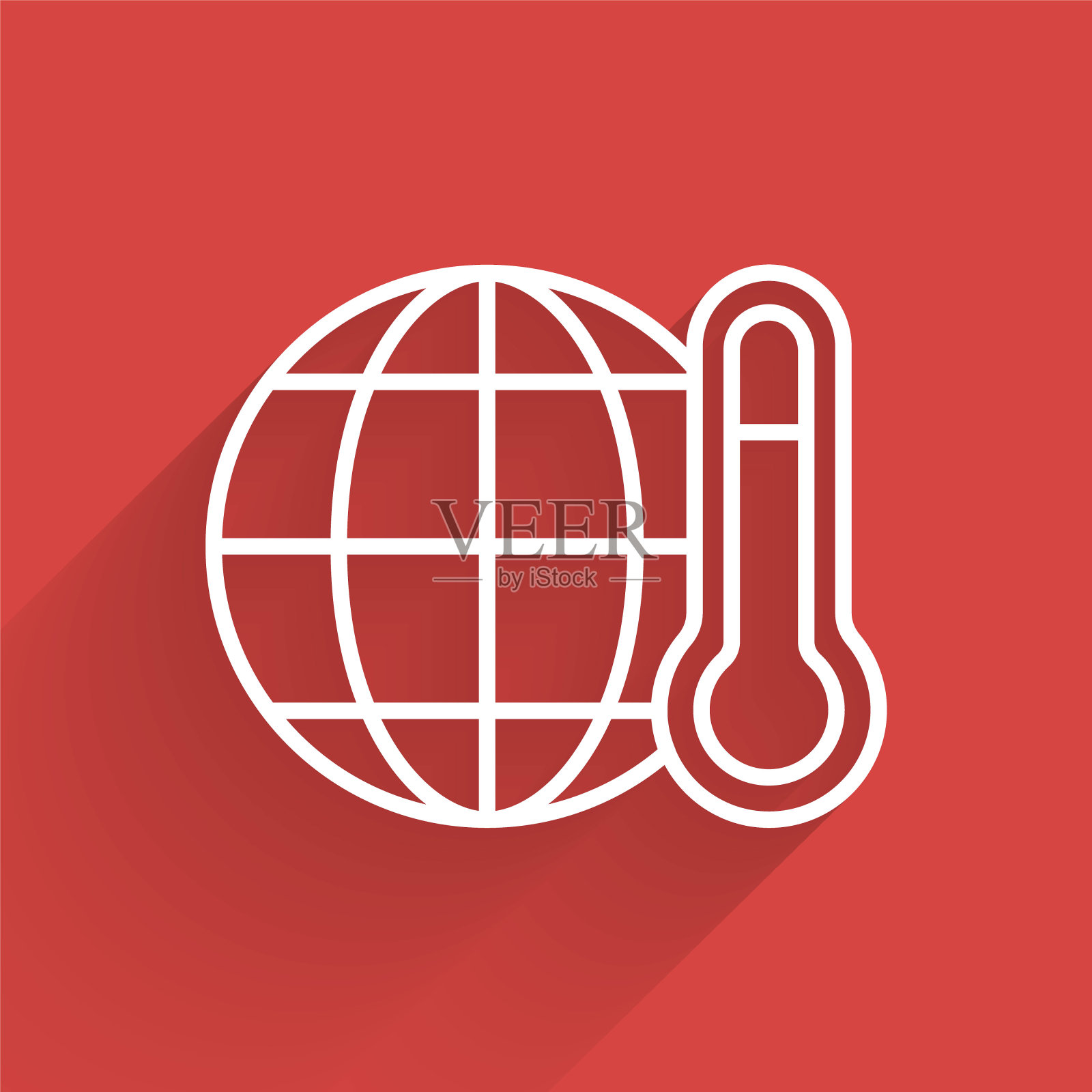 地球正在融化，成为全球变暖的标志。生态问题和解决方案-温度计。向量插画图片素材