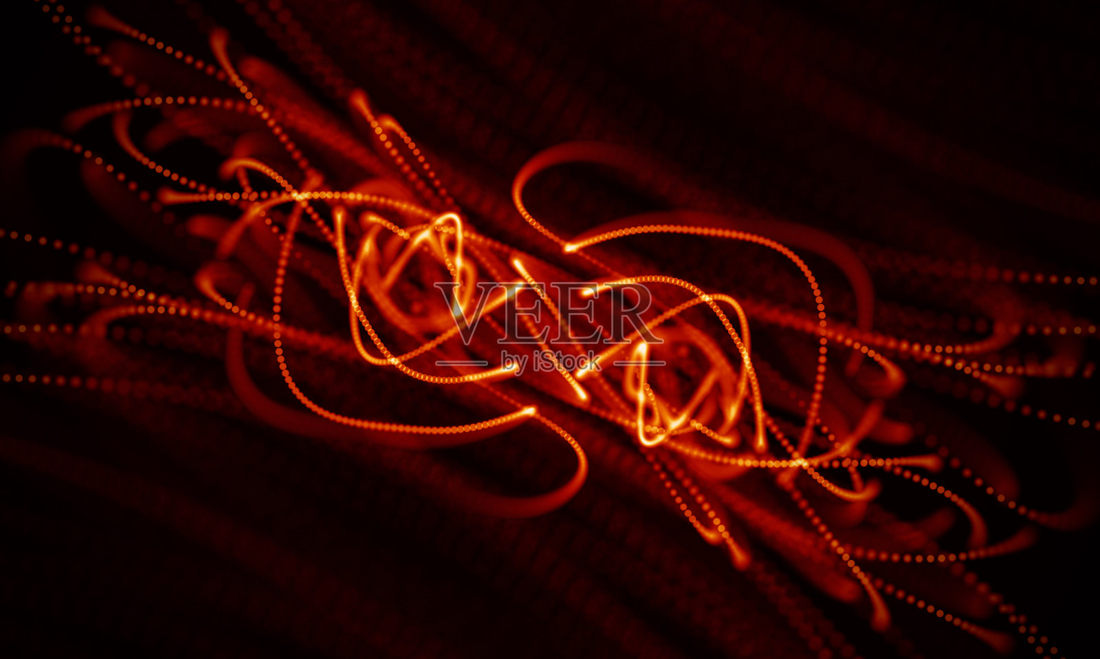 抽象红色几何背景。连接结构。科学背景。未来技术HUD元素。连接着点和线。大数据可视化与商业。插画图片素材