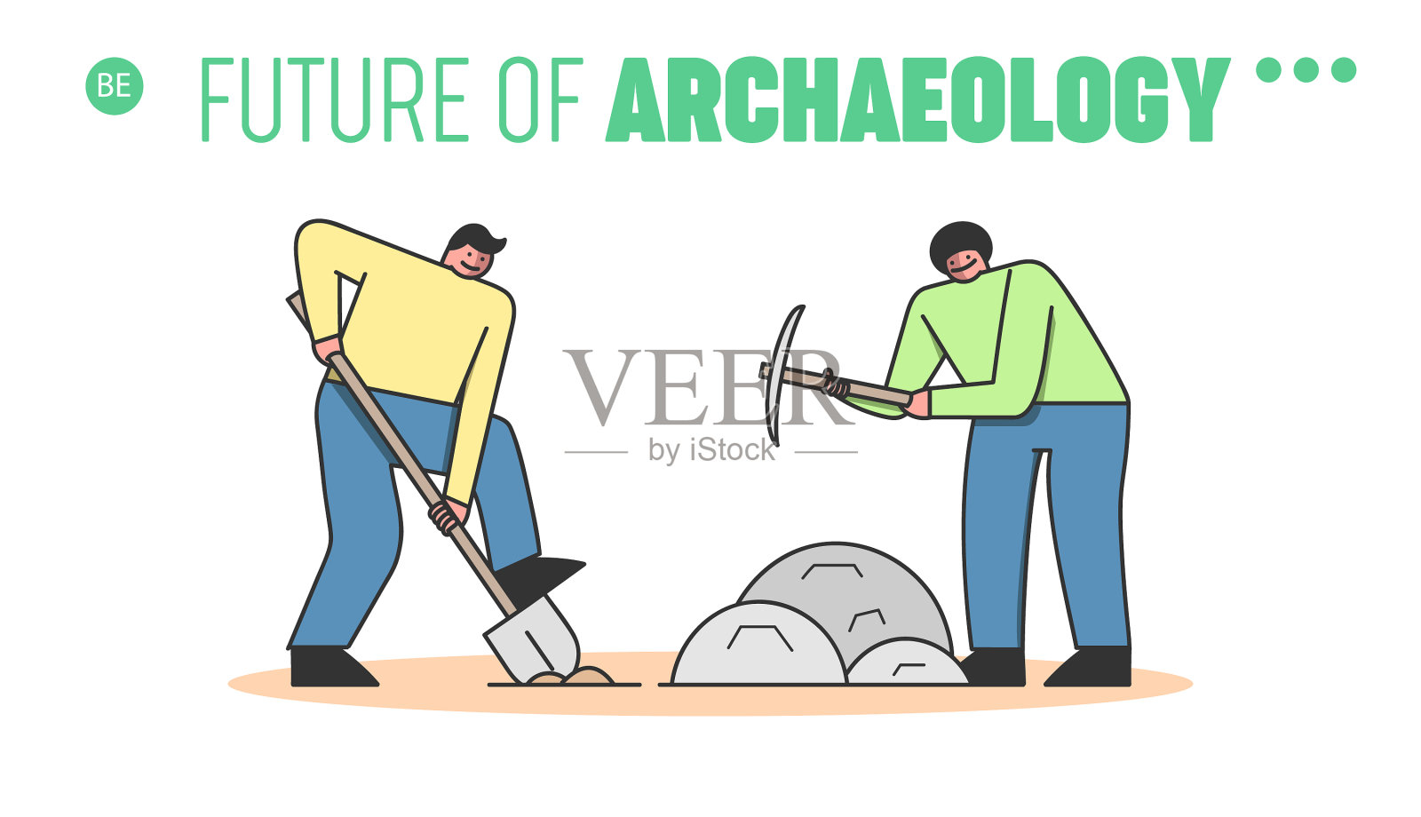 考古发掘网站落地概念插画图片素材