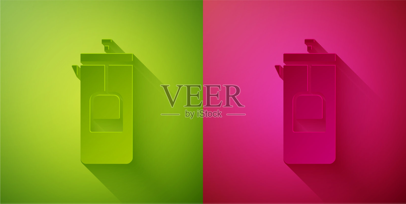 剪纸法式压印图标孤立在绿色和图标素材