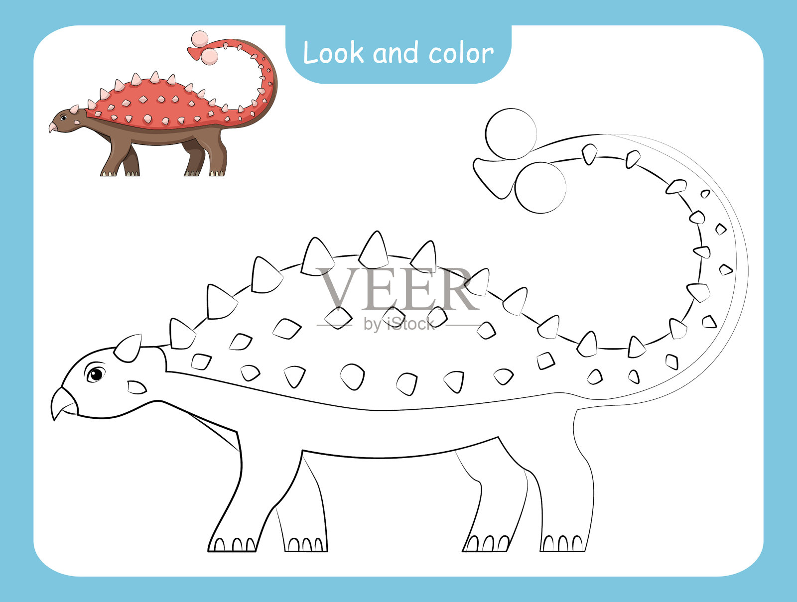 用彩色的页面勾勒出恐龙的轮廓插画图片素材