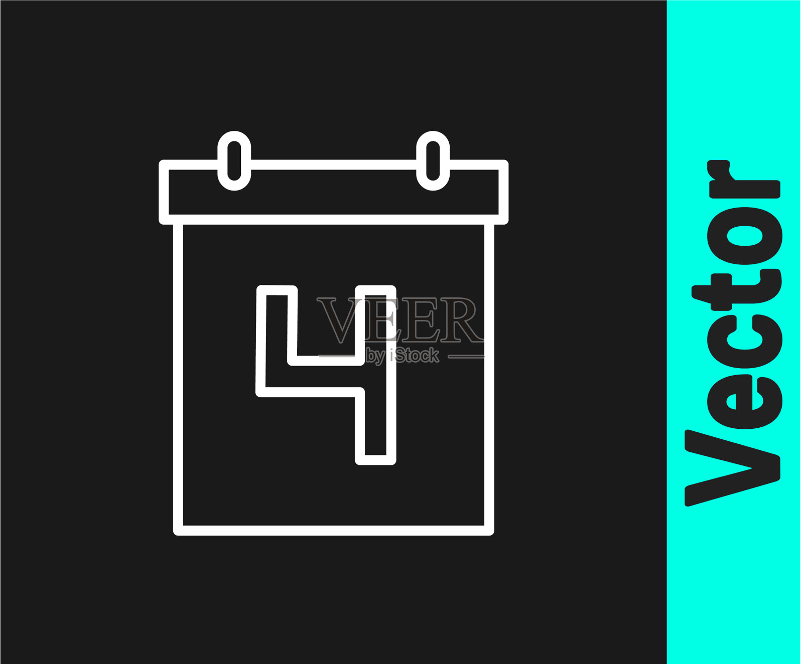 白线日日历与日期7月4日图标插画图片素材